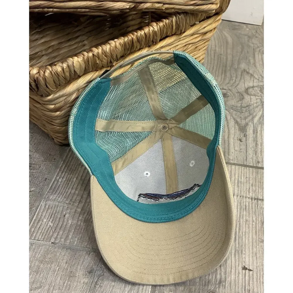 Patagonia Fitz Roy Bear Trucker Kid’s Hat - Teal & Tan Mesh Snapback